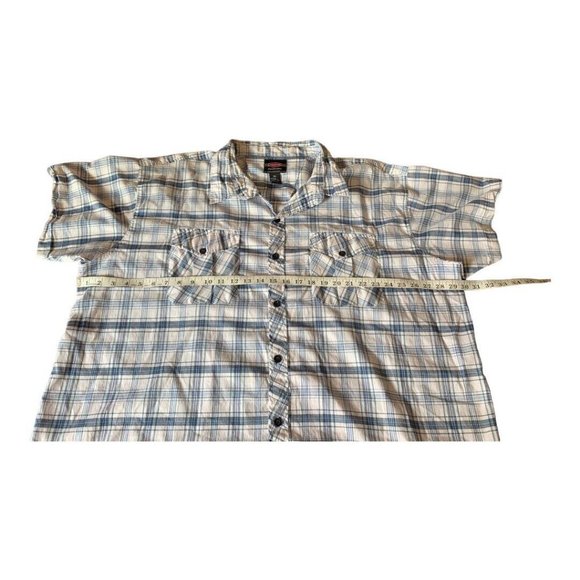 American Fusion Gear Mens Shirt 4XL Button Up Short Sleeve Blue White Plaid - Picture 7 of 10
